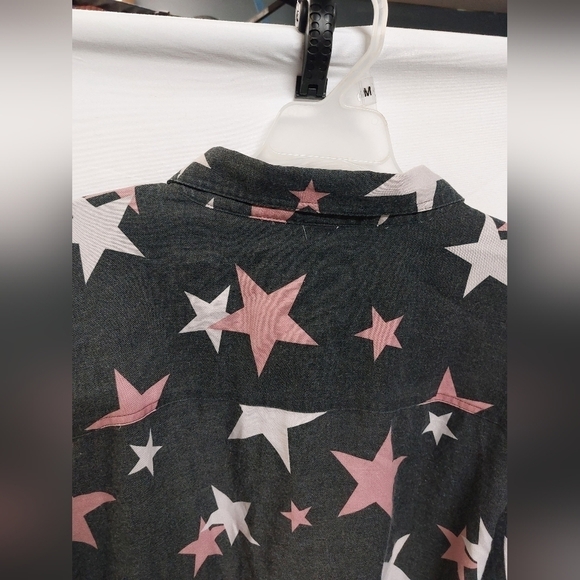 Torrid Taylor relaxed fit rayon twill button up shirt star design long sleeve 5X - Picture 13 of 15